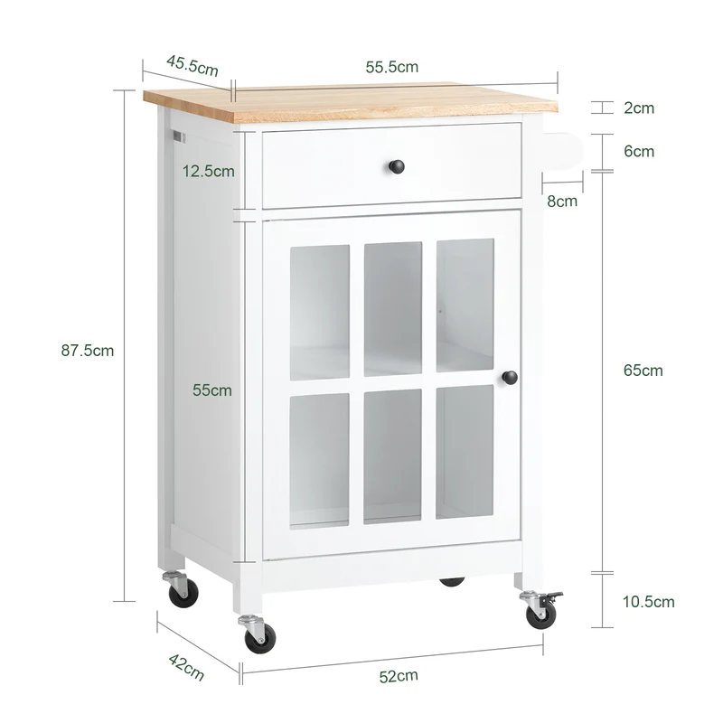SoBuy FKW98-WN Chariot de Service Desserte de Cuisine à roulettes Meuble de Rangement pour Cuisine et Salon Blanc
