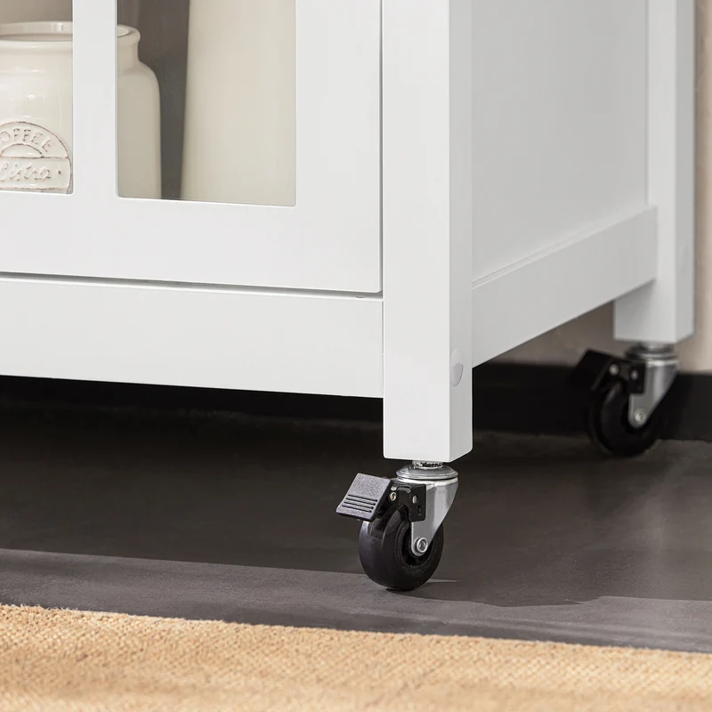 SoBuy FKW98-WN Chariot de Service Desserte de Cuisine à roulettes Meuble de Rangement pour Cuisine et Salon Blanc