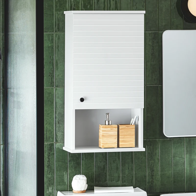 SoBuy BZR25-W Meuble Haut Armoire Suspendue de Toilettes Placard Mural