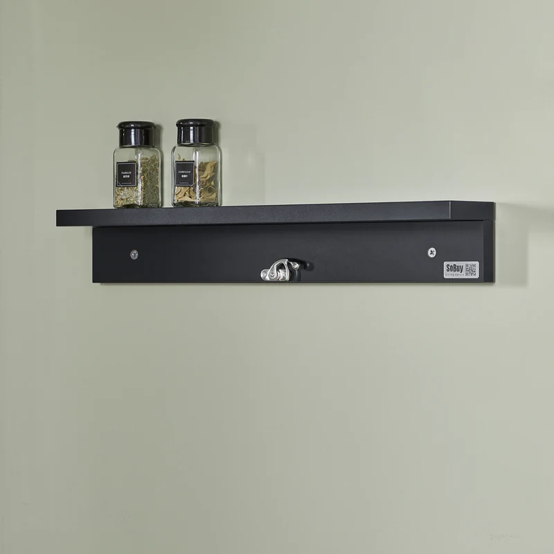 SoBuy FWT20-SCH Table Murale Rabattable à Manger Pliable avec Tableau Mémo Extensible Gain de Place pour Cuisine, Bureau et Petits Espaces Noire 50cm x 75cm x 76cm