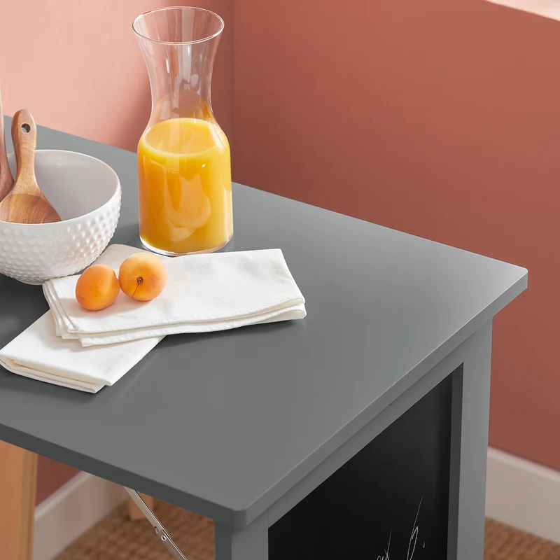 SoBuy FWT20-HG Table Murale Rabattable à Manger Pliable avec Tableau Mémo Extensible Gain de Place pour Cuisine, Bureau et Petits Espaces Gris 50cm x 75cm x 76cm