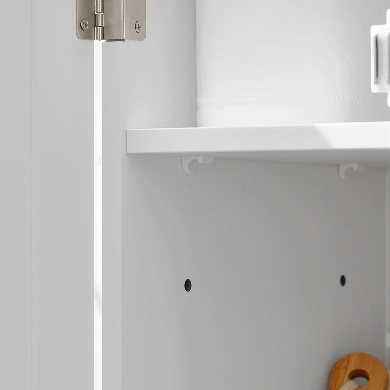 SoBuy BZR106-W Meuble de Rangement Salle de Bain Étroit sur Roulettes, Support Papier Toilette, Armoire Toilettes WC Compact Chariot de Stockage