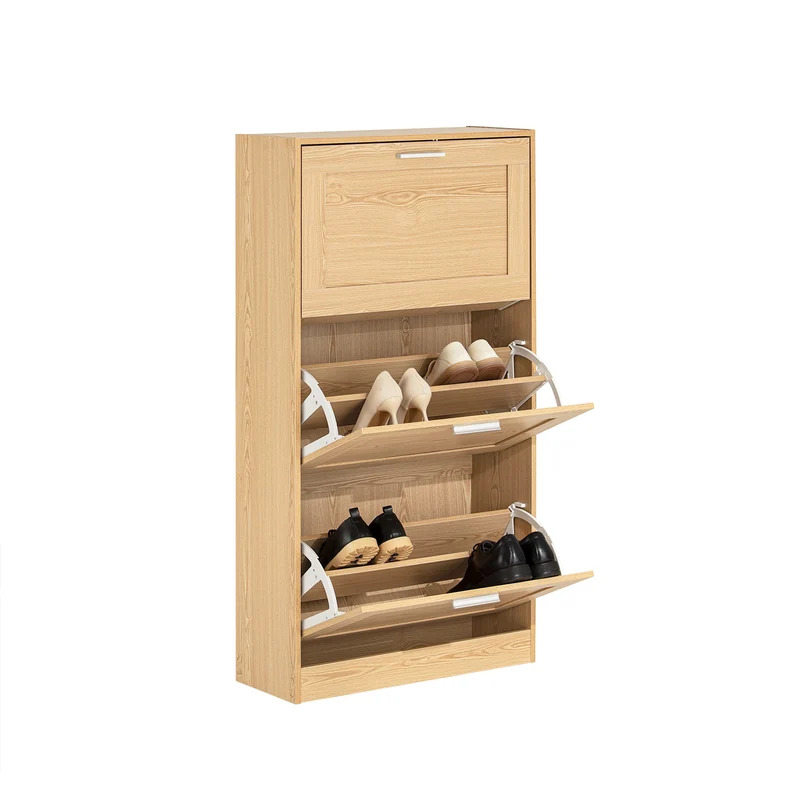 SoBuy FSR137-L-J Meuble à Chaussures à Abattants 3 Niveaux Grande Capacité – Rangement Discret pour Entrée