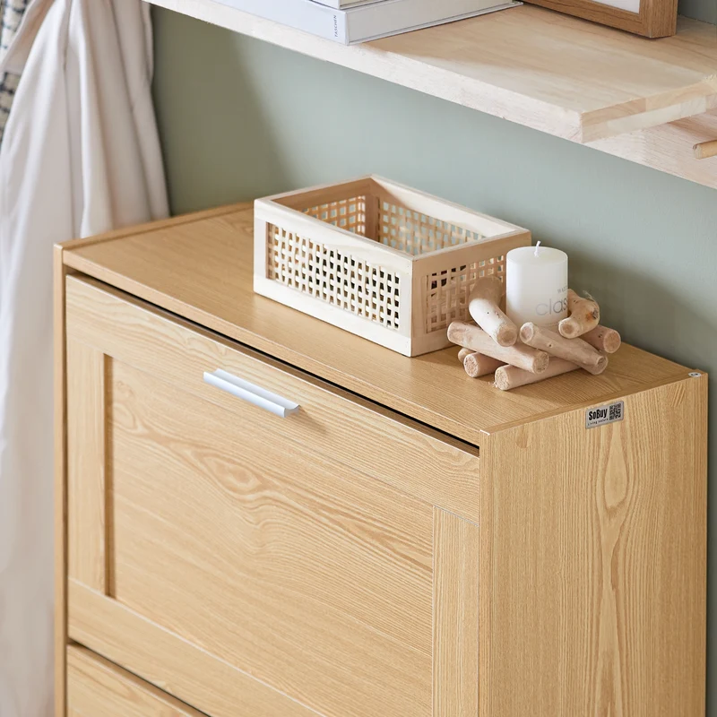 SoBuy FSR137-L-J Meuble à Chaussures à Abattants 3 Niveaux Grande Capacité – Rangement Discret pour Entrée