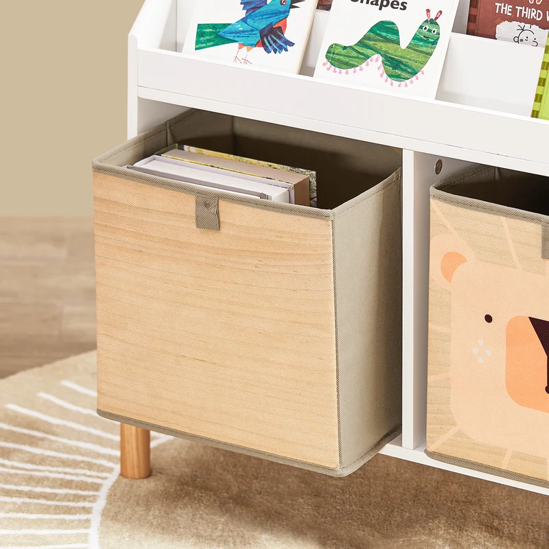 SoBuy KMB115-W Bibliothèque Enfant avec 4 Étagères et 2 Boîtes de Rangement