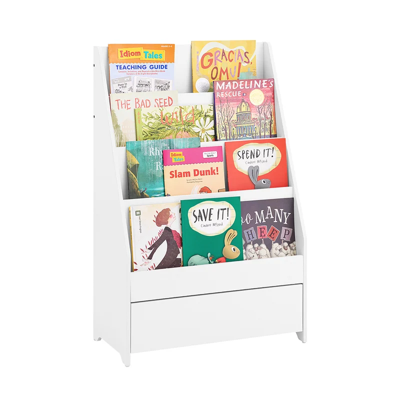 SoBuy KMB112-W Bibliothèque Enfant avec 4 Étagères et 1 Tiroir