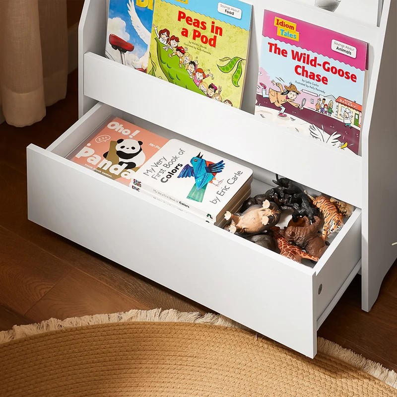 SoBuy KMB112-W Bibliothèque Enfant avec 4 Étagères et 1 Tiroir