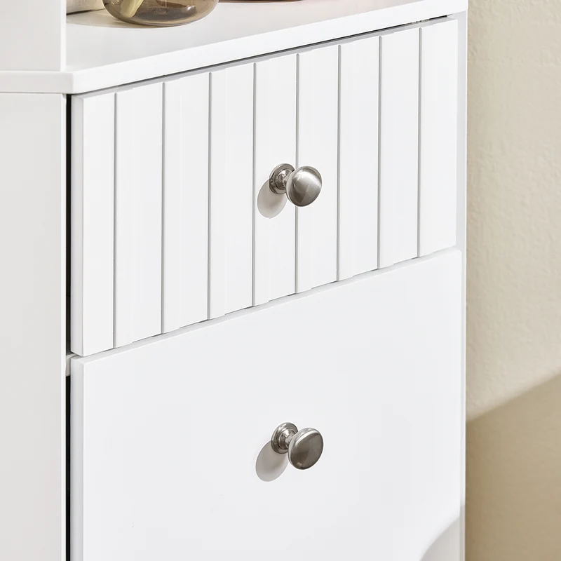 SoBuy BZR193-W Meuble de Rangement d'angle Salle de Bain, Armoire de Rangement Placard de Rangement Étroite, 1 Tiroir, 1 Compartiment Ouvert et 2 Portes