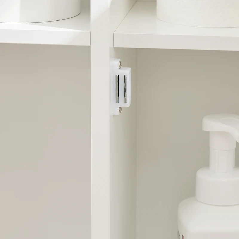 SoBuy BZR189-W Meuble de Rangement Salle de Bain Armoire Porte-Papier Toilette Porte Brosse WC avec 1 Porte