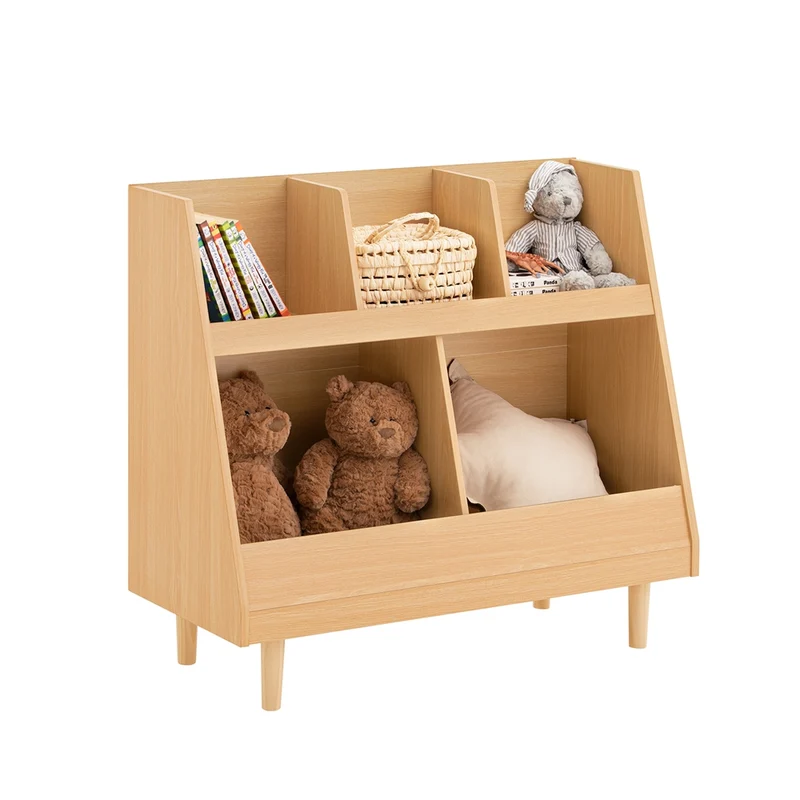 SoBuy KMB111-N Bibliothèque Enfant avec 5 Compartiments Ouverts, pour Chambre d’Enfant, Rangement Optimisé, Design Fonctionnel – L87×P37×H78 cm, Naturel