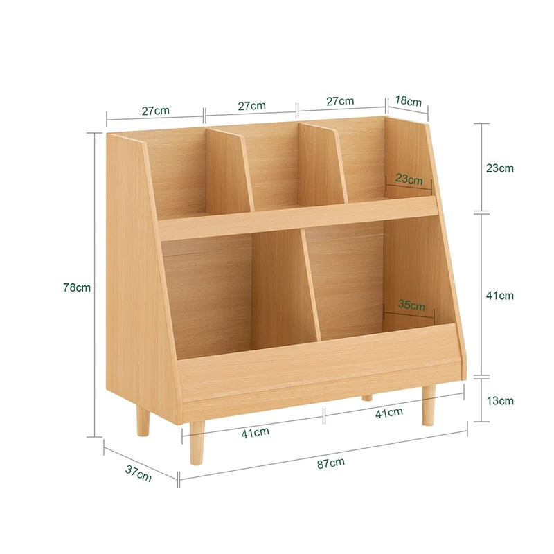 SoBuy KMB111-N Bibliothèque Enfant avec 5 Compartiments Ouverts, pour Chambre d’Enfant, Rangement Optimisé, Design Fonctionnel – L87×P37×H78 cm, Naturel