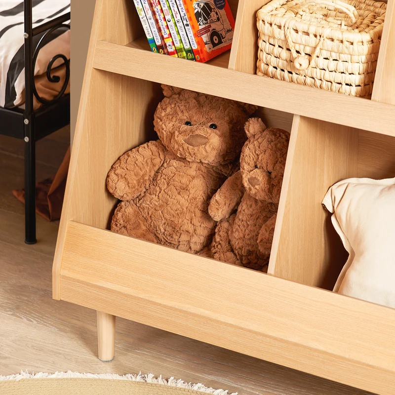 SoBuy KMB111-N Bibliothèque Enfant avec 5 Compartiments Ouverts, pour Chambre d’Enfant, Rangement Optimisé, Design Fonctionnel – L87×P37×H78 cm, Naturel