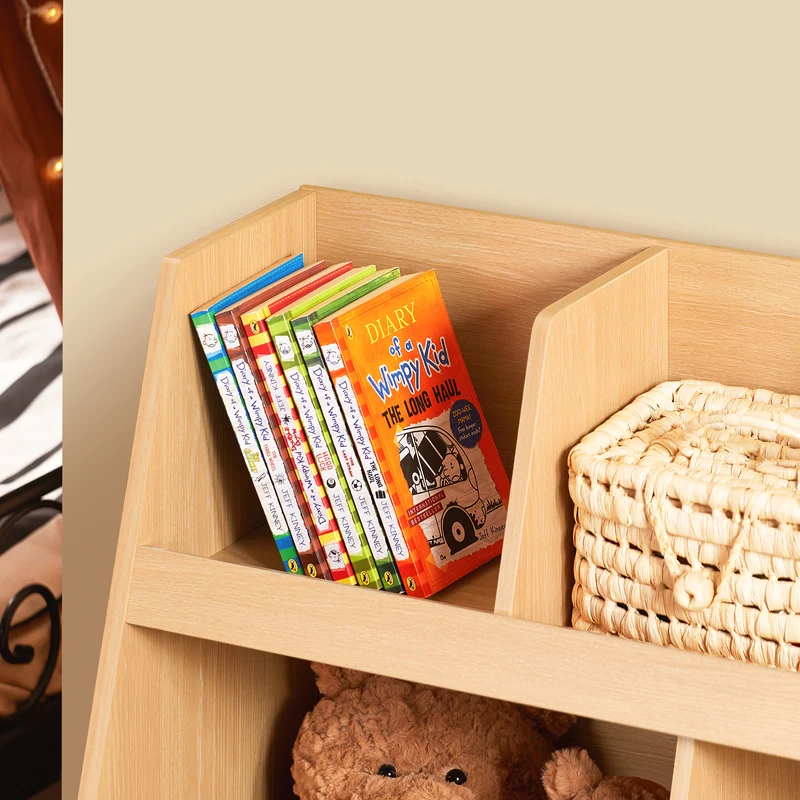 SoBuy KMB111-N Bibliothèque Enfant avec 5 Compartiments Ouverts, pour Chambre d’Enfant, Rangement Optimisé, Design Fonctionnel – L87×P37×H78 cm, Naturel