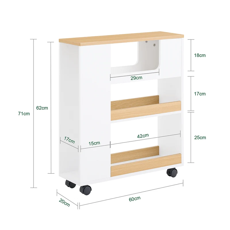 SoBuy BZR190-WN Support Papier Toilette Armoire Porte-Papier Toilette Porte Brosse WC Meuble de Salle de Bain sur roulettes