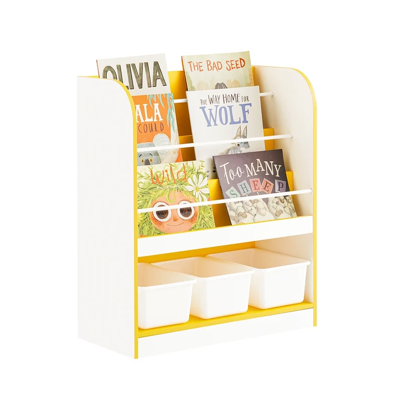 SoBuy KMB108-G Étagère à Livres et Jouets, Bibliothèque Enfant, Étagère de Rangement pour Chambre Enfant