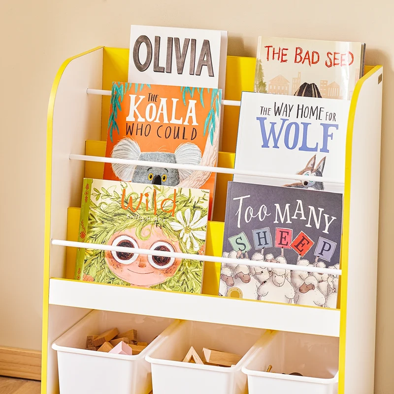 SoBuy KMB108-G Étagère à Livres et Jouets, Bibliothèque Enfant, Étagère de Rangement pour Chambre Enfant