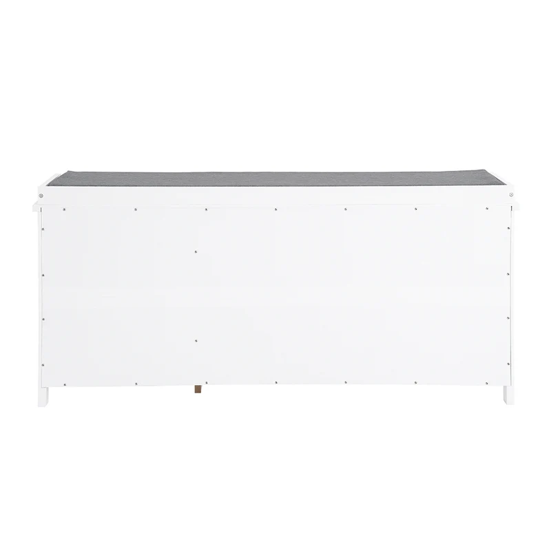 SoBuy FSR185-W Banc de Rangement, Meuble d'Entrée, Commode à Chaussure, Banquette avec Coussin Rembourré 1 Abattant et 2 Tiroir