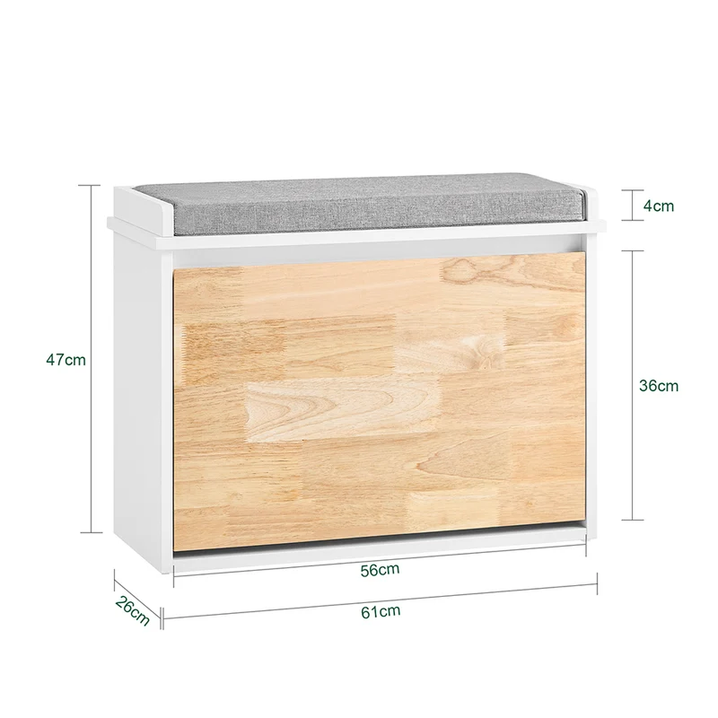SoBuy FSR179-K-WN Banc Chaussures, Rangement pour Chaussures, Armoire à Chaussures, Meuble d'entrée