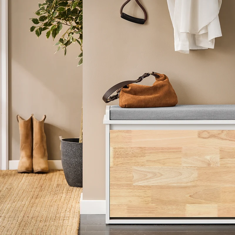 SoBuy FSR179-K-WN Banc Chaussures, Rangement pour Chaussures, Armoire à Chaussures, Meuble d'entrée