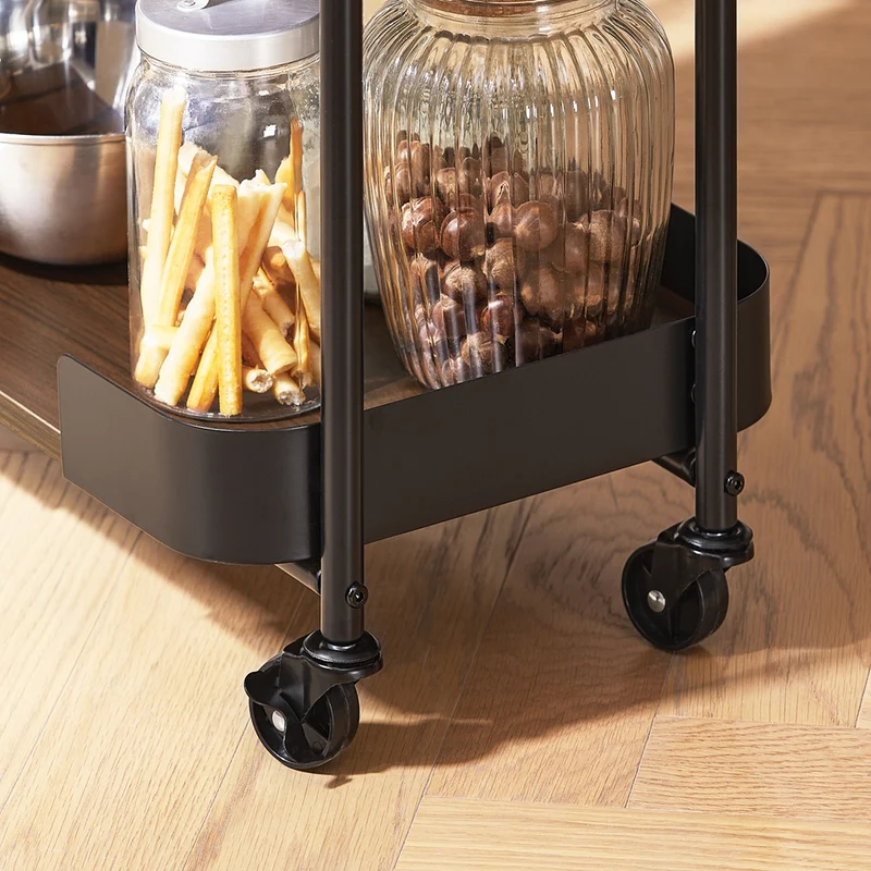 SoBuy SVW23-SCH Chariot de Service à roulettes, Desserte de Cuisine Roulante, Étagère de Cuisine à 3 Niveaux avec Poignées