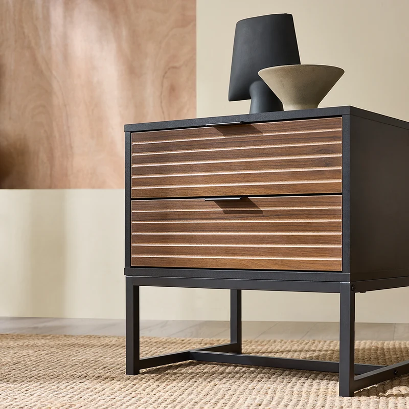 SoBuy FBT156-BR Bout de Canapé, Table de Chevet, Table de Nuit, Table d'Appoint avec 2 Tiroirs
