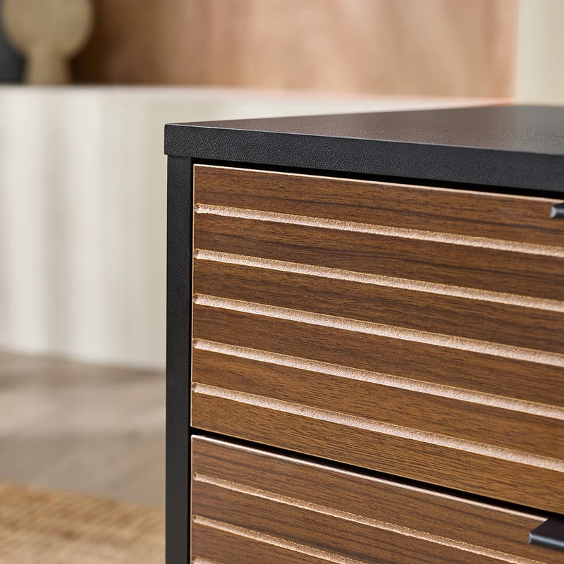 SoBuy FBT156-BR Bout de Canapé, Table de Chevet, Table de Nuit, Table d'Appoint avec 2 Tiroirs