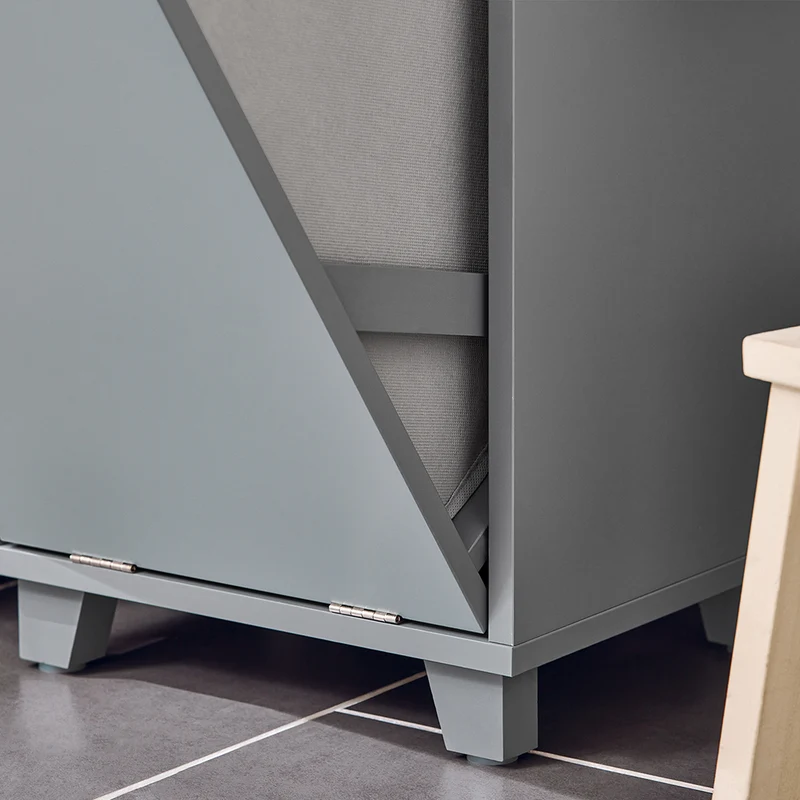 SoBuy BZR159-DG Armoire à Linge Meuble Bas de Salle de Bain Corbeille à Linge Meuble de Rangement