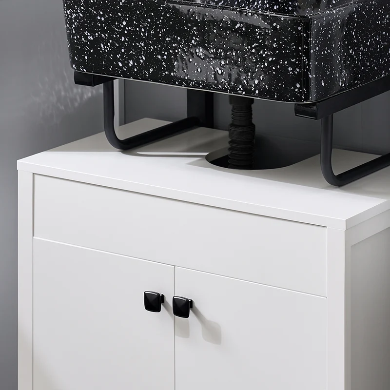SoBuy BZR98-W Meuble sous-Lavabo, Meuble sous-Vasque à 2 étages réglable et 2 Portes