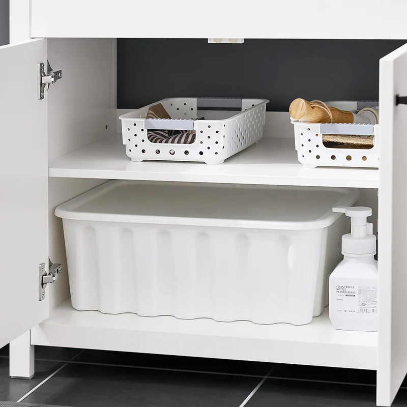 SoBuy BZR98-W Meuble sous-Lavabo, Meuble sous-Vasque à 2 étages réglable et 2 Portes