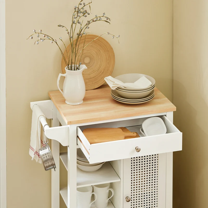SoBuy FKW46-II-WN Desserte roulante Chariot de Service Chariot de Cuisine Meuble de Rangement avec Aspect Grillagé