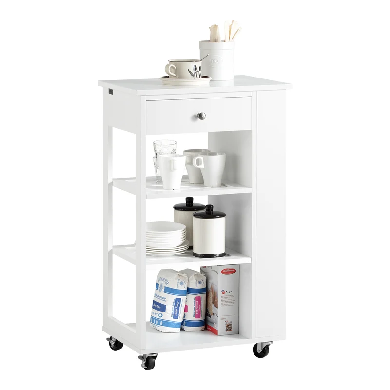 SoBuy FKW12-II-W Chariot de Service Desserte à Roulettes