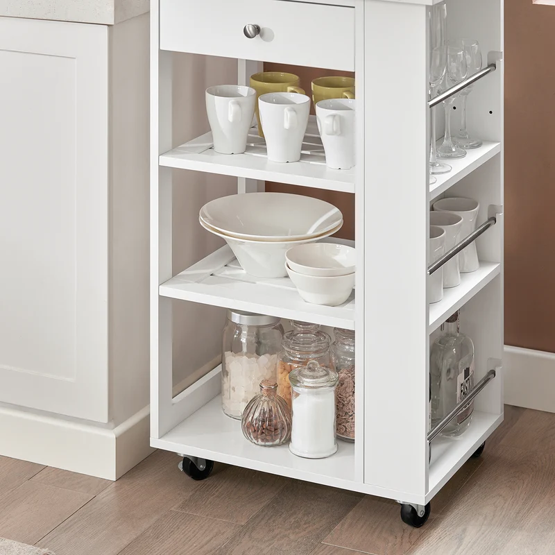 SoBuy FKW12-II-W Chariot de Service Desserte à Roulettes