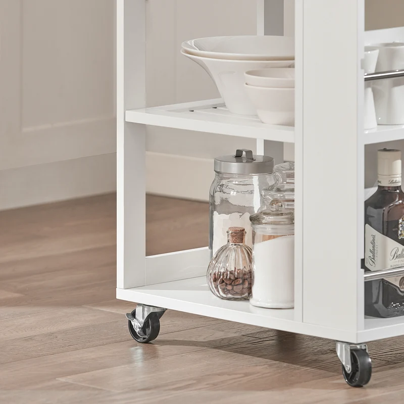 SoBuy FKW12-II-W Chariot de Service Desserte à Roulettes