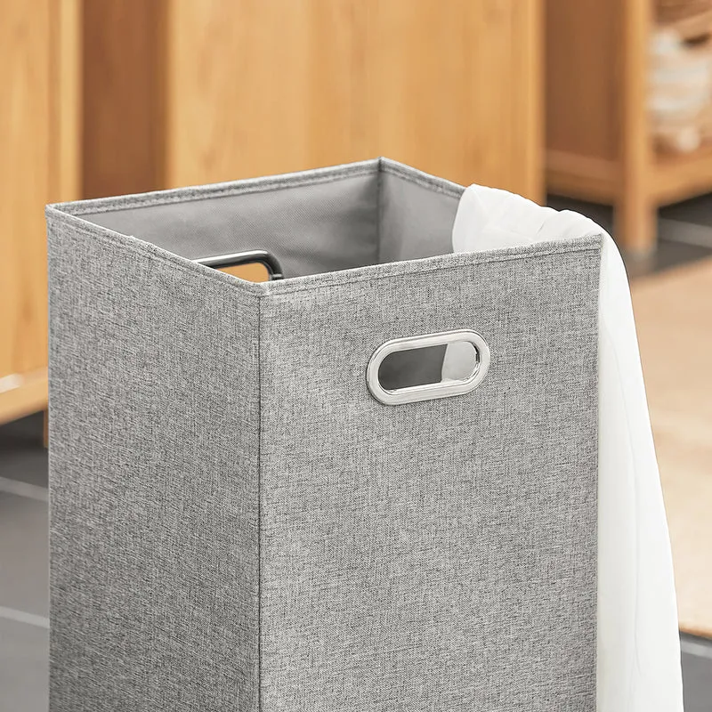SoBuy BZR96-N Armoire à Linge avec Sac à Linge, Meuble Bas, Commode, Coffre à Linge, Porte Vêtement avec 1 Panier à Linge