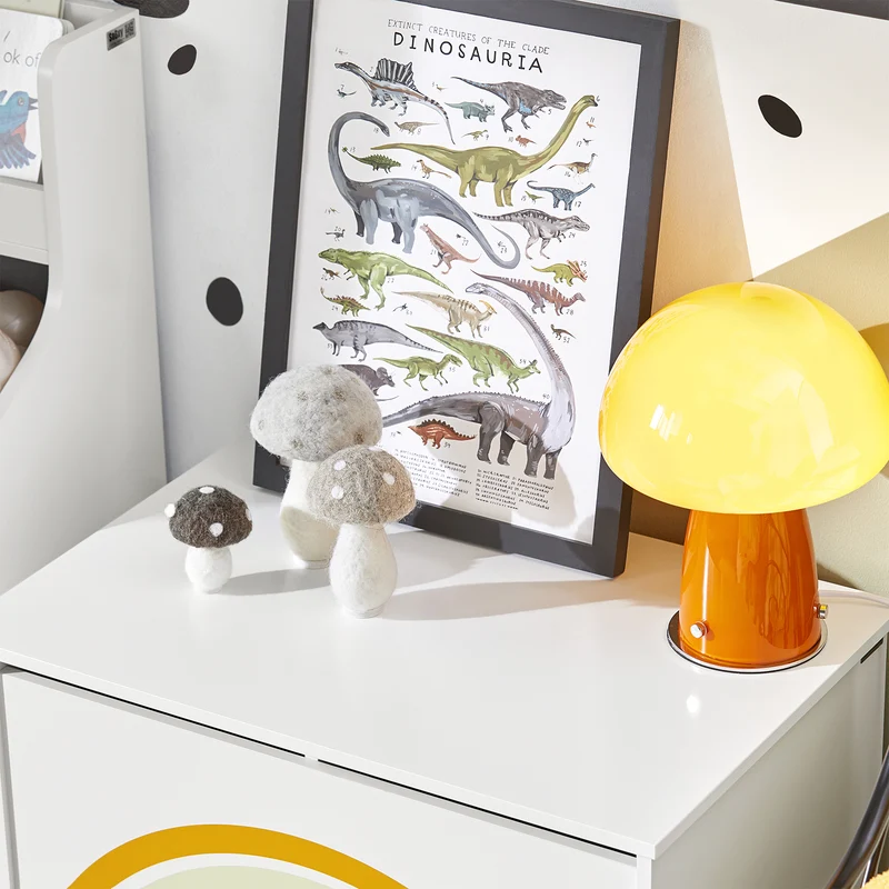 SoBuy KMB70-W Coffre à Jouets pour Enfants, Boîte à Jouets, coffre de Rangement avec Couvercle Rabattable, Motif arc-en-ciel