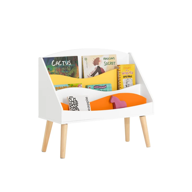 SoBuy KMB63-W Bibliothèque pour Enfant, Étagère à Livres avec 4 Compartiments Ouverts