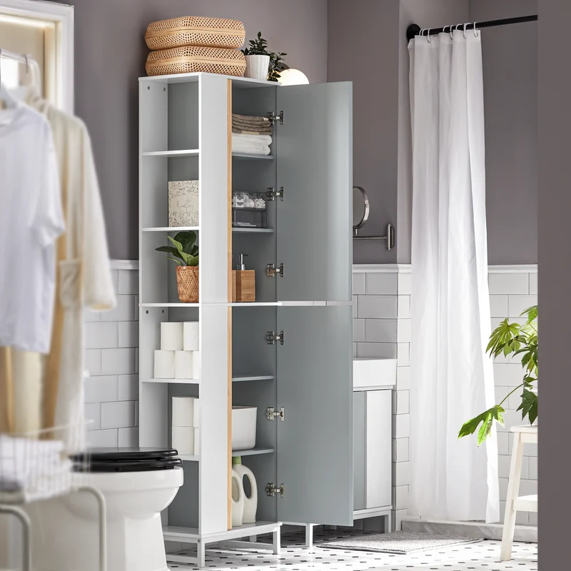 SoBuy BZR76-HG Meuble Colonne de Salle de Bain Placard Armoire Toilette Haute Etagères de Rangement