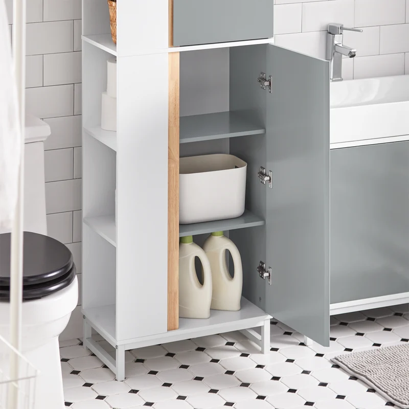 SoBuy BZR76-HG Meuble Colonne de Salle de Bain Placard Armoire Toilette Haute Etagères de Rangement