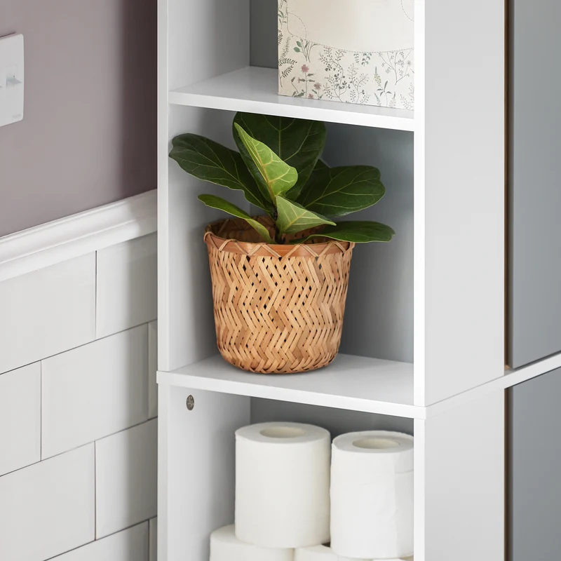 SoBuy BZR76-HG Meuble Colonne de Salle de Bain Placard Armoire Toilette Haute Etagères de Rangement