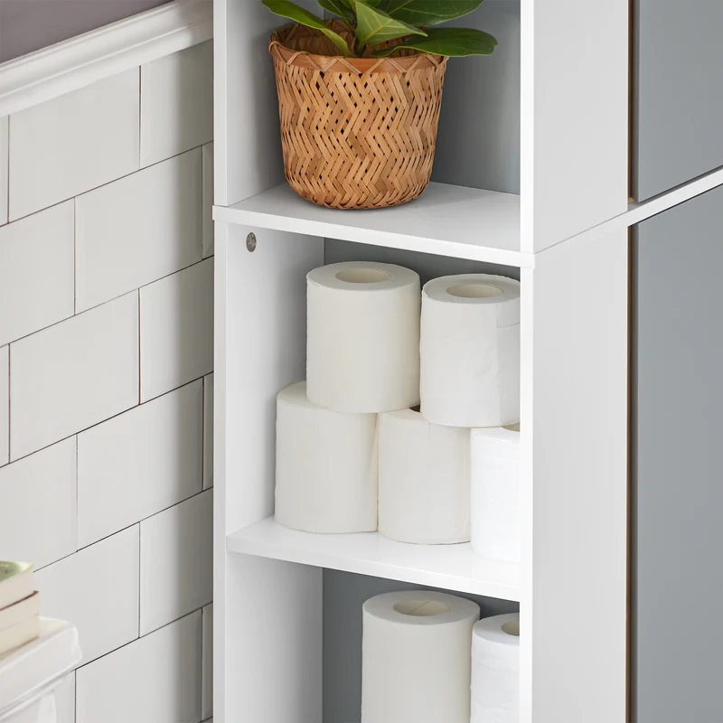 SoBuy BZR76-HG Meuble Colonne de Salle de Bain Placard Armoire Toilette Haute Etagères de Rangement