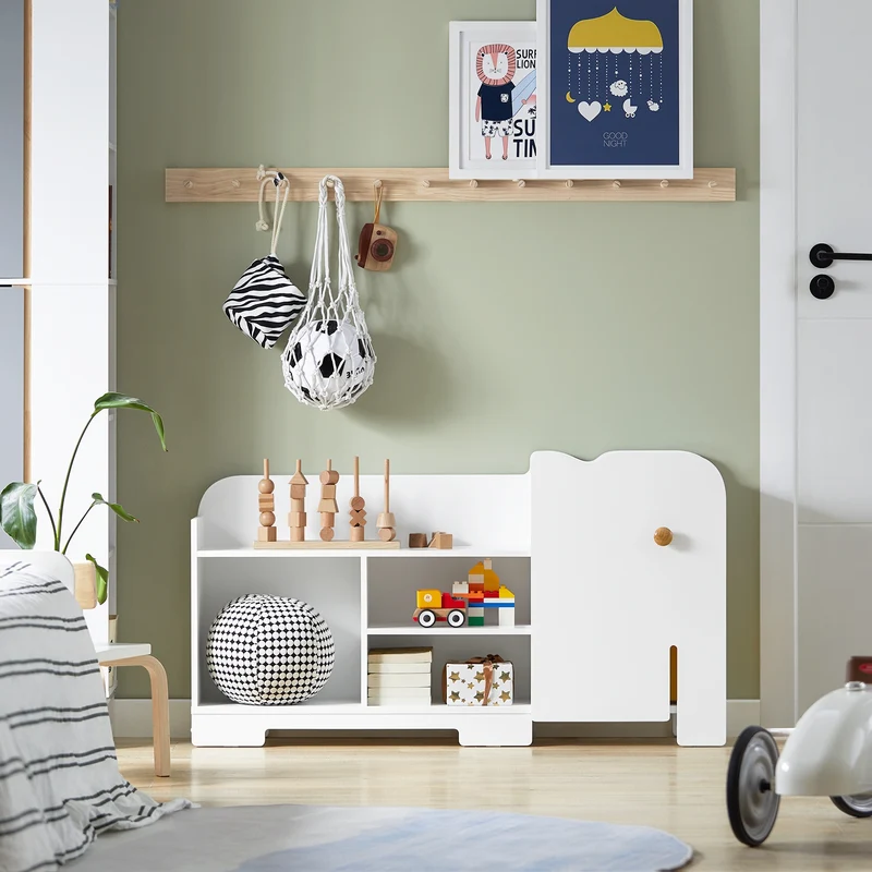 SoBuy KMB62-W Étagère pour Enfants, Étagère à Jouets, Étagère à Livres, Étagère de Rangement pour Livres et Jouets