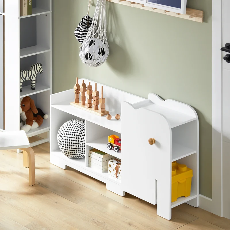 SoBuy KMB62-W Étagère pour Enfants, Étagère à Jouets, Étagère à Livres, Étagère de Rangement pour Livres et Jouets