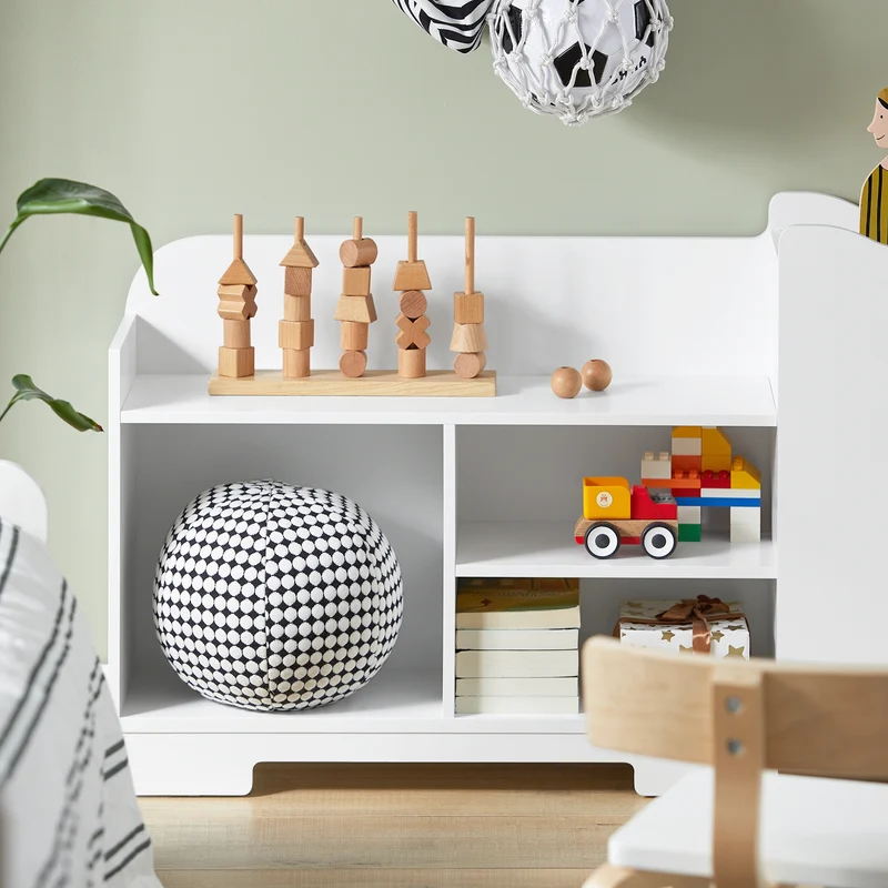 SoBuy KMB62-W Étagère pour Enfants, Étagère à Jouets, Étagère à Livres, Étagère de Rangement pour Livres et Jouets