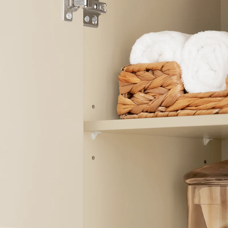 SoBuy BZR80-MI Meuble Colonne de Salle de Bain, Armoire Haute, Placard de Rangement avec 1 Compartiment Ouvert, 1 Tiroir et 2 Portes