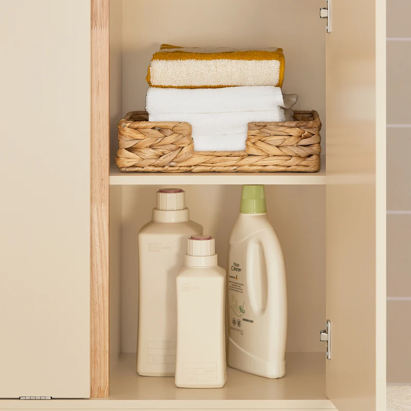 SoBuy BZR79-MI Meuble Bas de Salle de Bain avec Bac à Linge Amovible Armoire à Linge Commode Armoire Toilette avec Panier à Linge