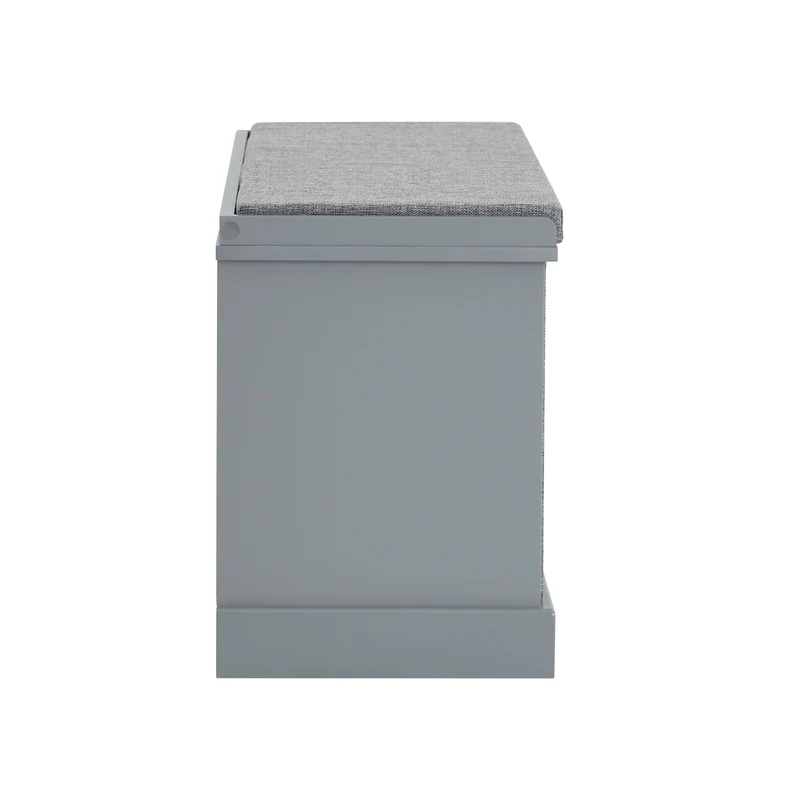 SoBuy FSR66-DG Banc de Rangement avec Coussin Rembourré, 2 Tiroirs et 2 Paniers Meuble Bas Entrée Commode à Chaussure Banquette Confortable