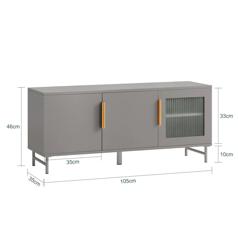 SoBuy FSR130-HG Banc à chaussures, Meuble Bas d'Entrée, Meuble TV, avec 3 Portes et Étagères Réglables