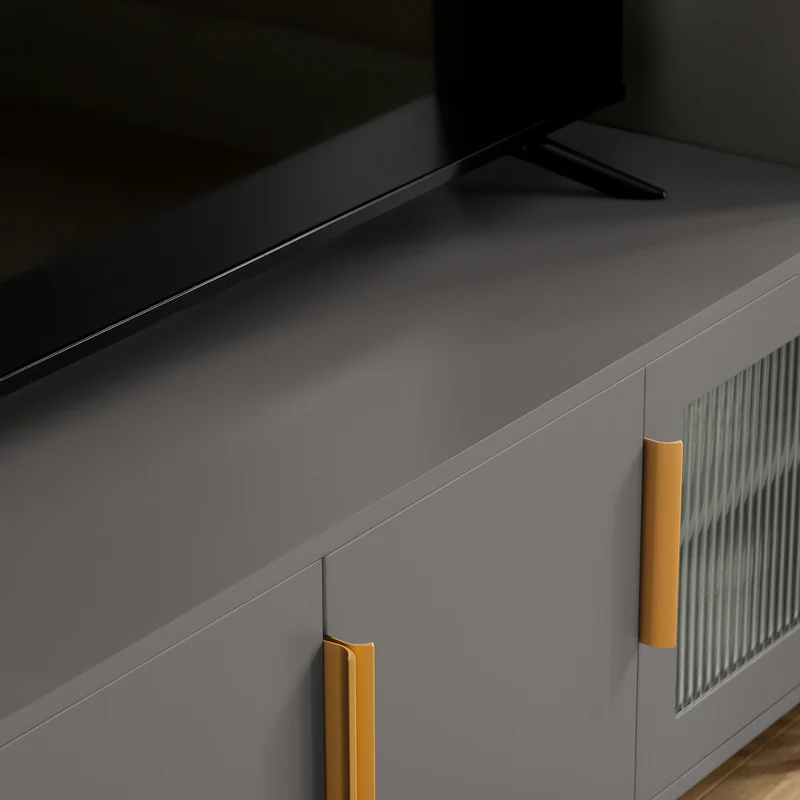 SoBuy FSR130-HG Banc à chaussures, Meuble Bas d'Entrée, Meuble TV, avec 3 Portes et Étagères Réglables