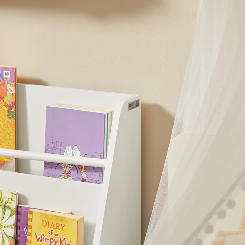 SoBuy KMB56-W Bibliothèque Enfant Étagère de Rangement Jouets pour Enfants Étagère à Livres, Étagères à 2 hauteurs, 2 Compartiments