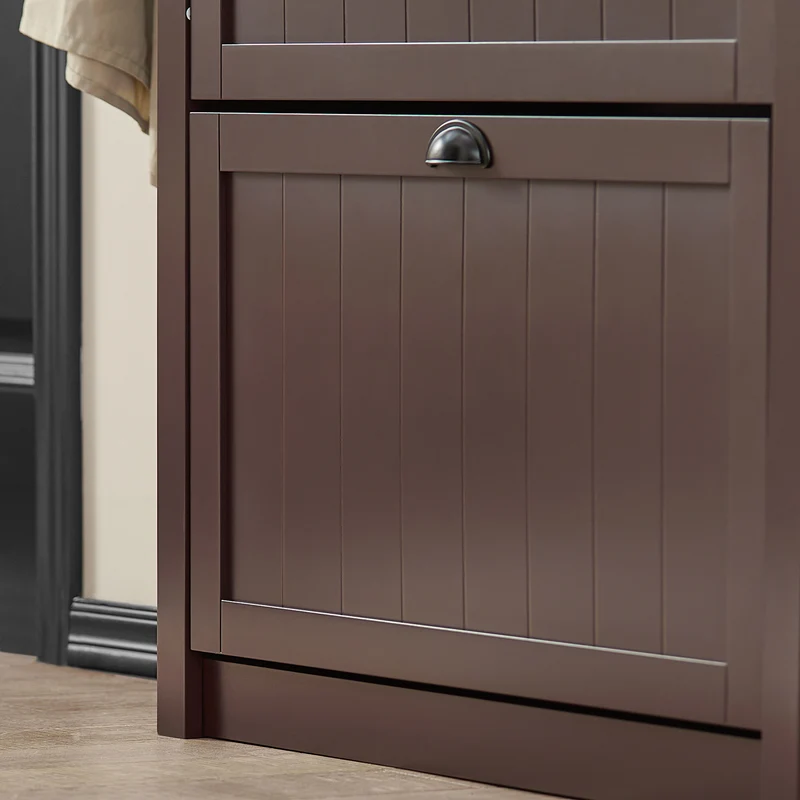 SoBuy FSR87-BR Meuble de Rangement à Chaussures Armoire à Chaussures Commode à Chaussures 2 abattants et Compartiment